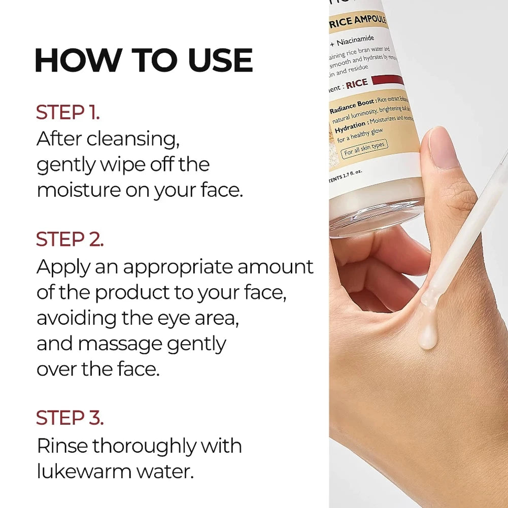 80ml Plant Rice Essence Brightens Moisturizes and Improves Dull Skin Tone Exfoliates and Pores